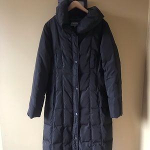 Calvin Klein long dark brown puffer coat
